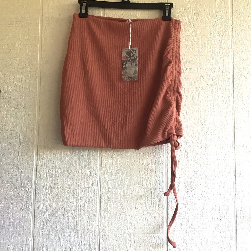 Toluca Nyx hybrid rib swim skirt in clay